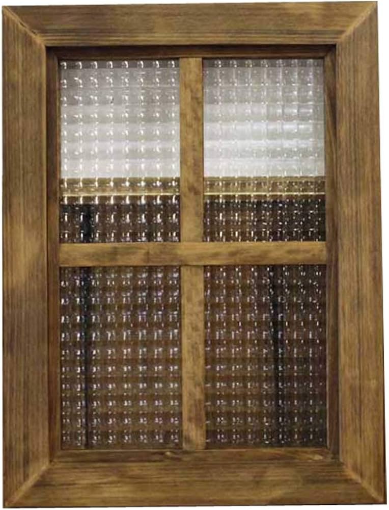 Amazon.co.jp: FIX窓 木製ひのき アンティーク調家具 チェッカーガラス