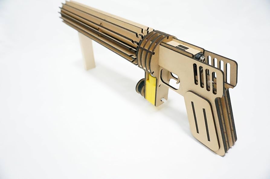 Amazon.co.jp: 木製 ガトリングガン 電動 ゴム銃 ゴム鉄砲 輪ゴム銃 射