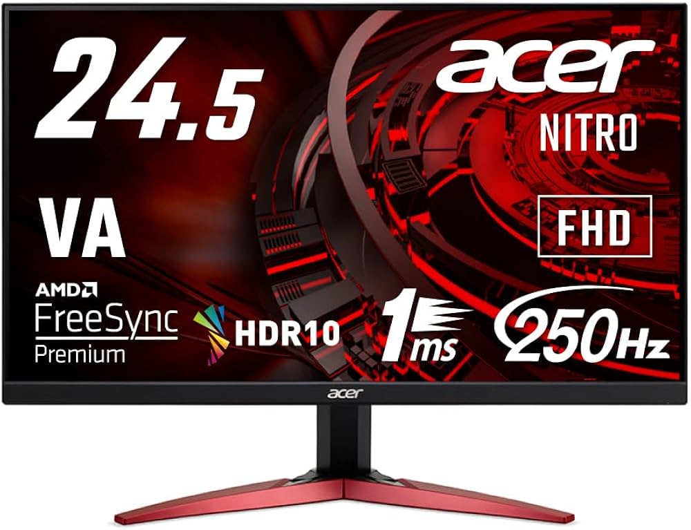 Amazon.co.jp: Acer ゲーミングモニター 24.5インチ VA 非光沢 フルHD