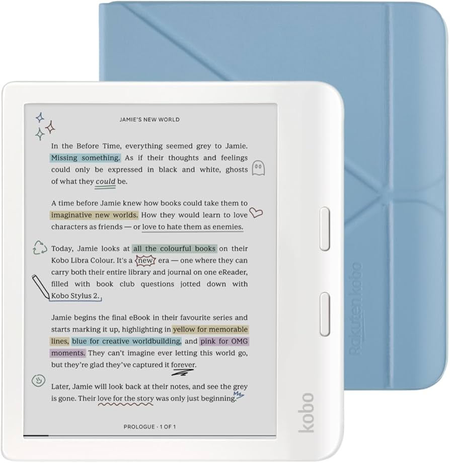 Amazon.com: Kobo Libra Colour White eReader with Case Bundle