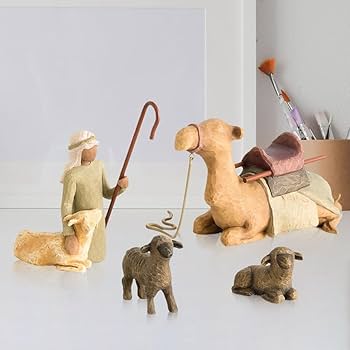 Amazon.co.jp: クリスマス 羊飼い 樹脂 工芸品 置物 イエスシリーズ4点