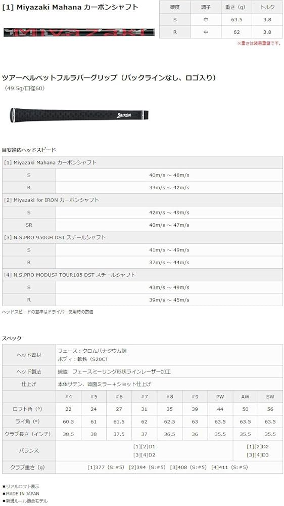 Amazon.co.jp: DUNLOP(ダンロップ) SRIXON Z585 アイアン 6本セット