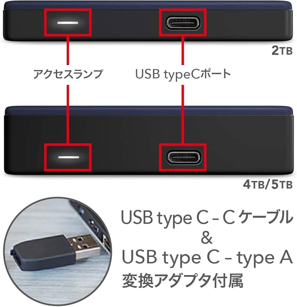 Amazon | 【セット買い】WD ポータブルHDD 5TB USB Type-C ブルー My