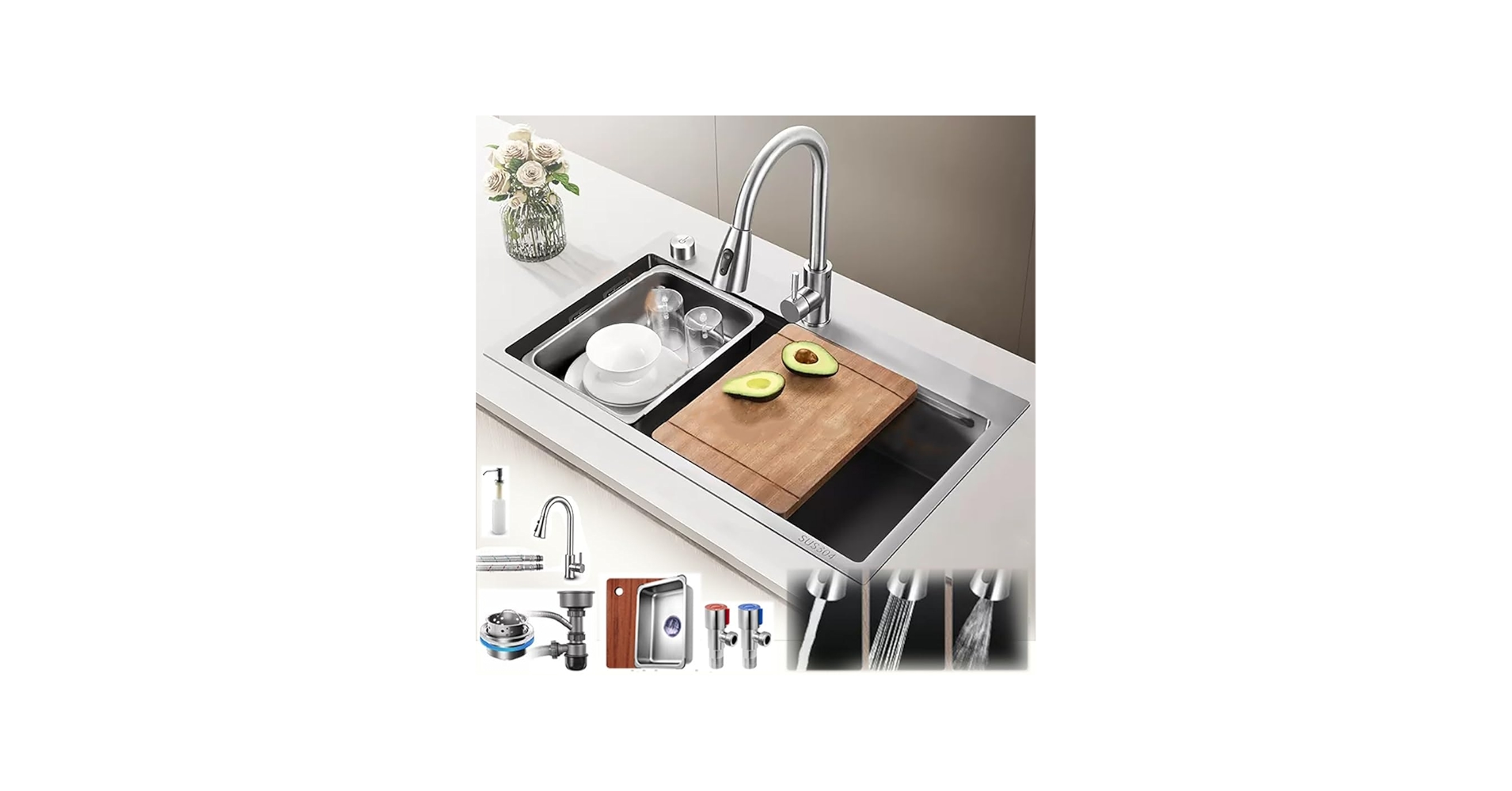 Amazon.co.jp: ZYBOWAYL 大きいキッチンシンク75x45cm家庭用キッチン