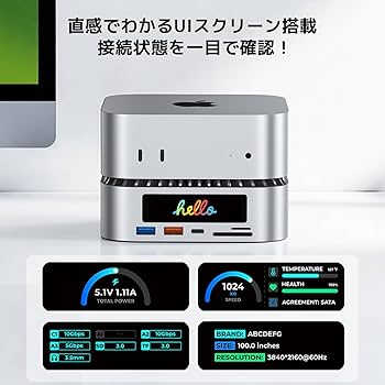 Amazon | 2025年新モデル Mac Mini M4 対応ハブ 高精細UI RayCue USB-C