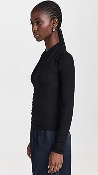 Vince Womens Long Sleeve Fixed Wrap Top, Black, Xx-Small at Amazon