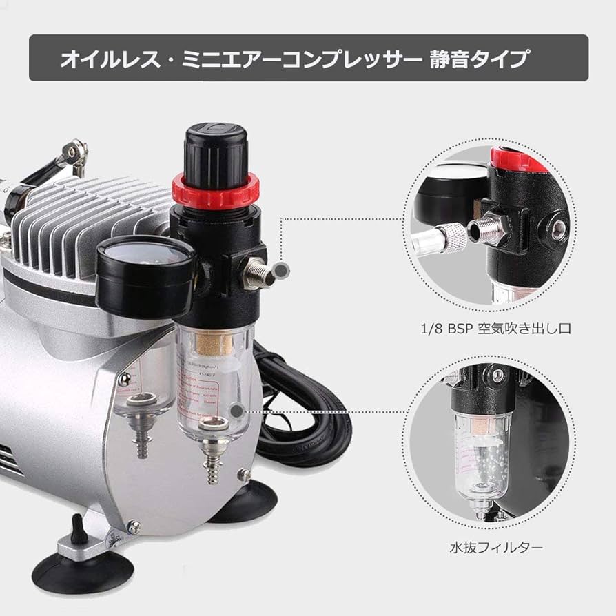Amazon | 1/5HP エアーコンプレッサー ミニエアーコンプレッサー