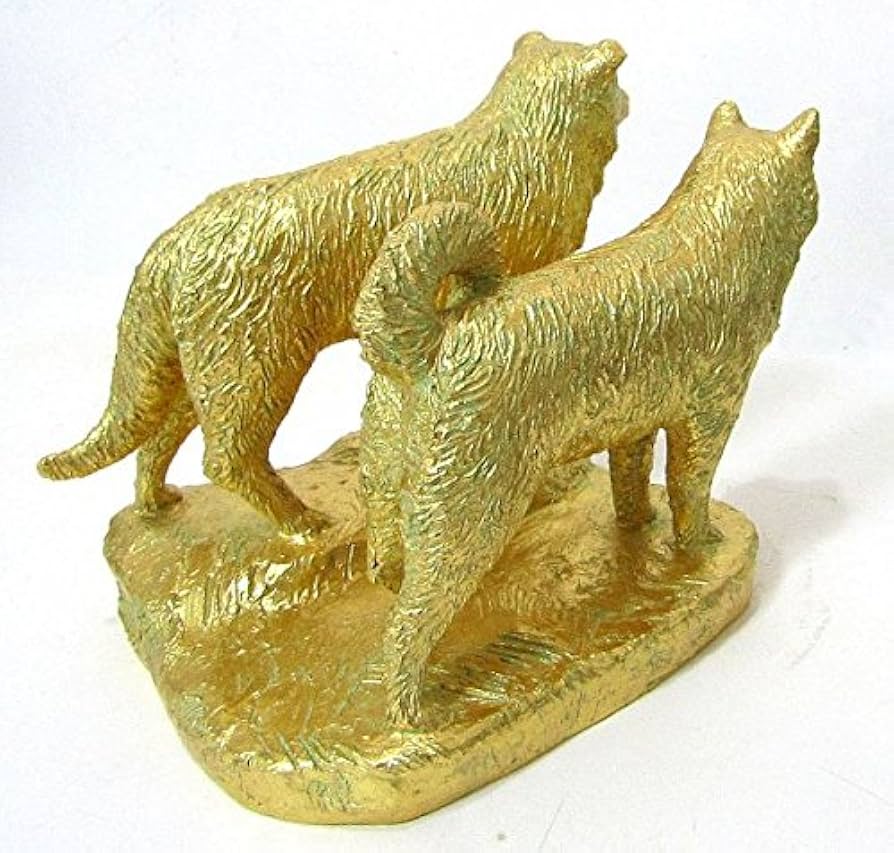 Amazon.co.jp: 富永直樹『タロ・ジロ（金箔）』ブロンズ像 銅像