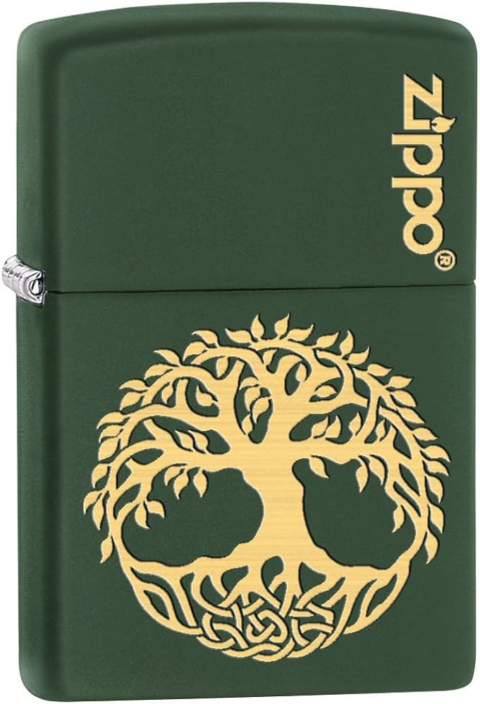 Amazon.com: Zippo Lighter: Engraved Tree of Life - Green Matte