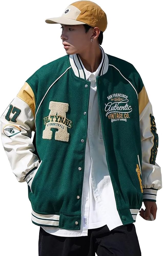 Amazon | [ZANBANG] スタジャン メンズ 刺繍 ジャケット ヴァーシティ