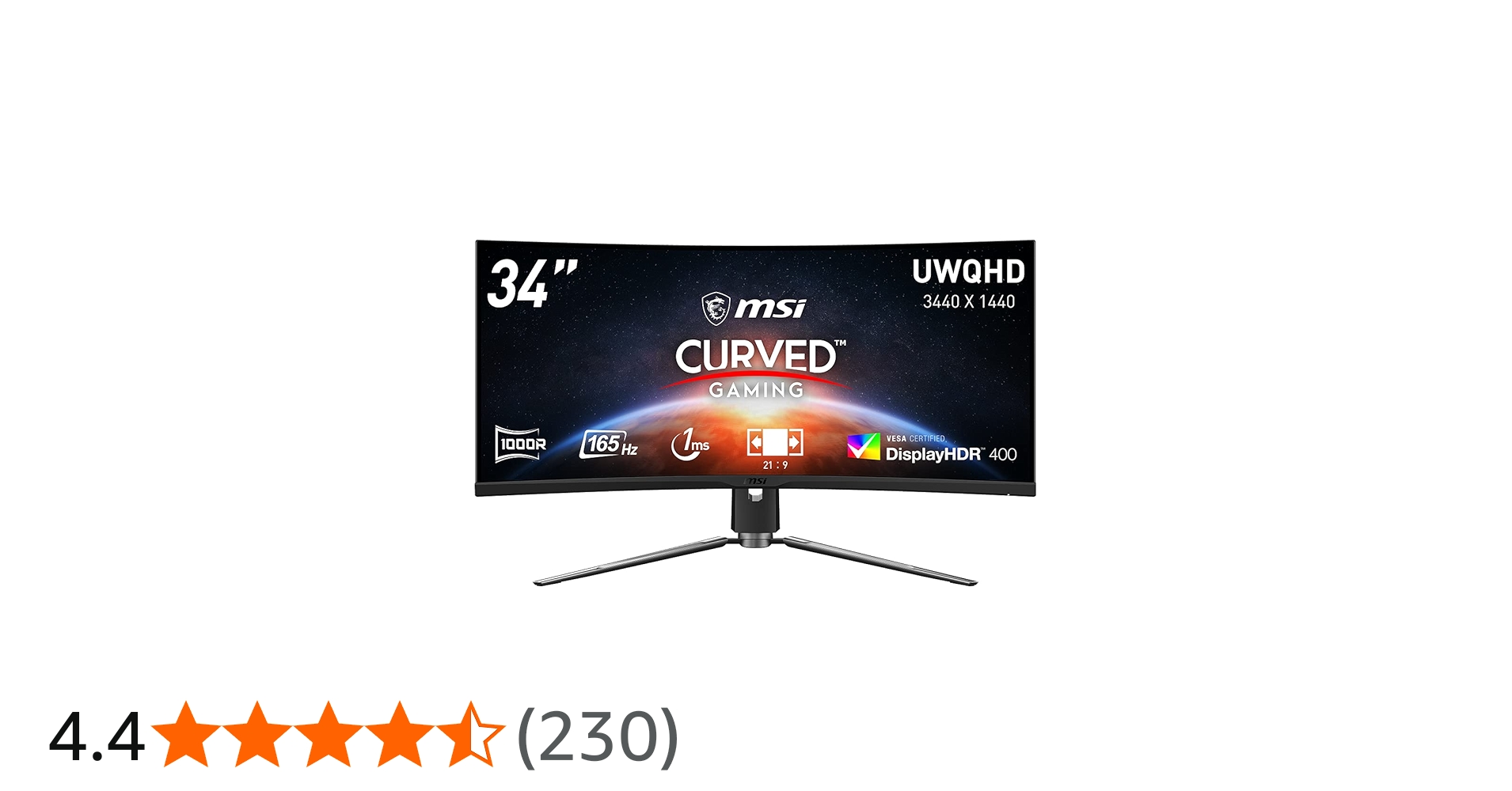 Amazon.co.jp: MSI 343CQR MPG Artymis Gaming Monitor, 1000R