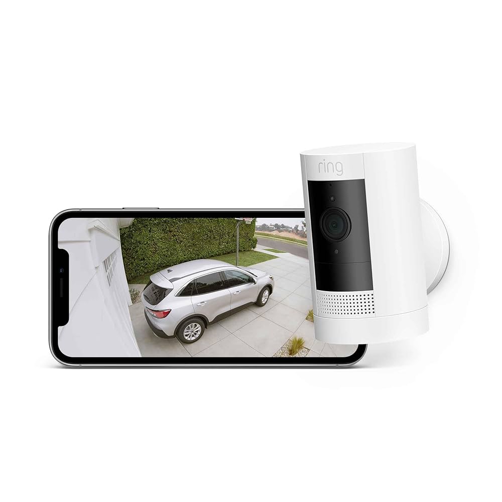 Ring Stick Up Cam Battery ホワイト - 屋内外用充電式カメラで外出先