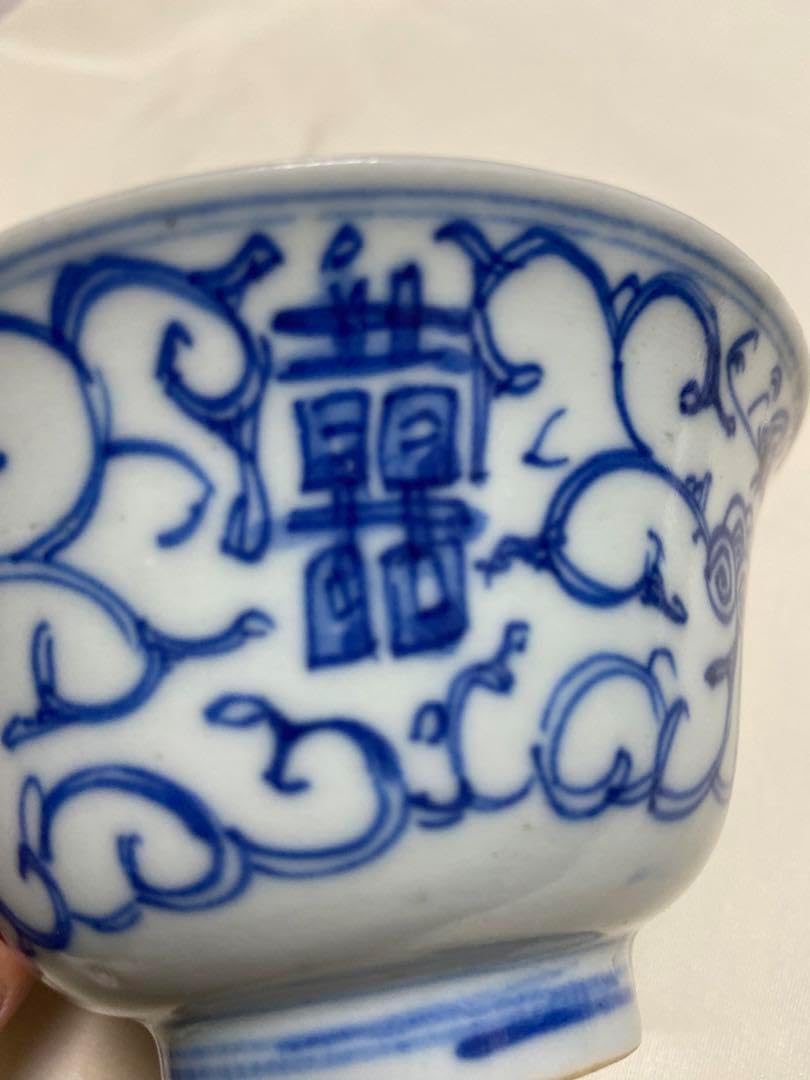 1114中国 清時代 染付花紋中皿① 送料込み1115 1114中国 清時代 染付