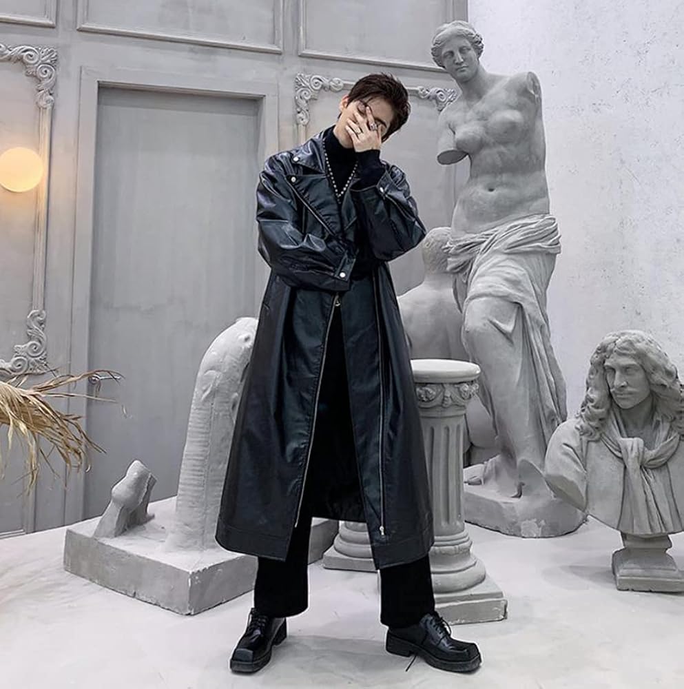 Amazon | [ShuMing] ロングコート メンズ レザーコート ライダース