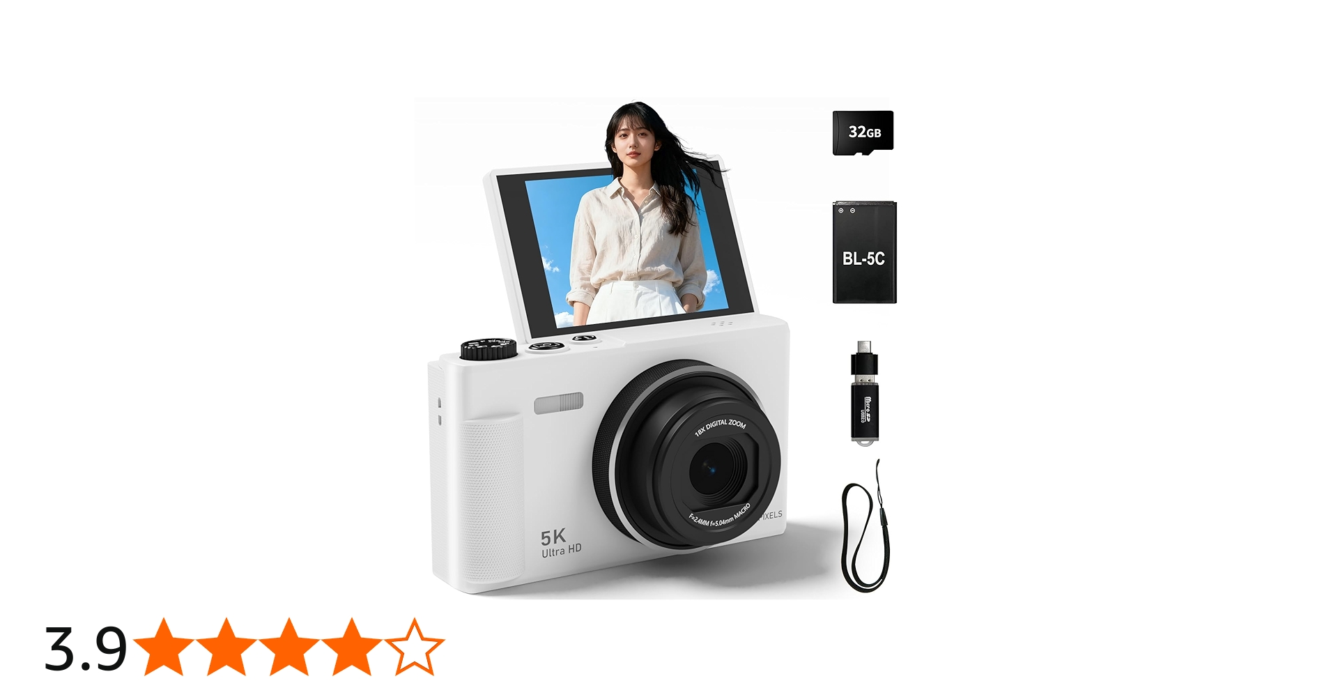 Amazon | Fesaymi デジカメ 5K 7500万画素 デジタルカメラ 180度回転