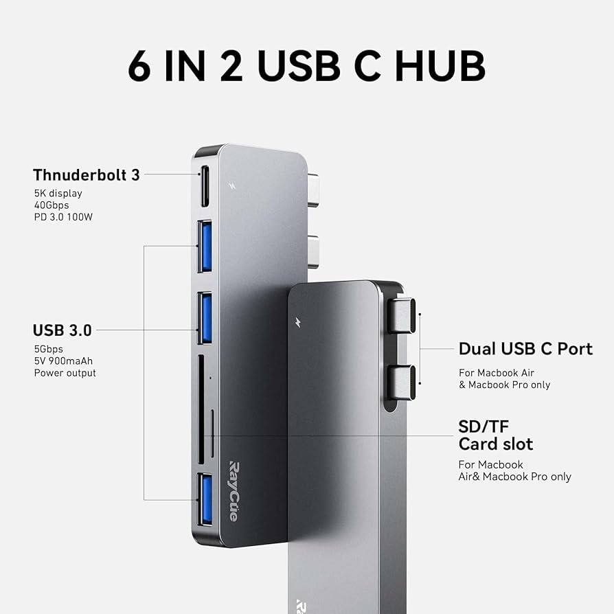 Amazon.com: RayCue USB C Hub Adapters for MacBook Pro/MacBook Air