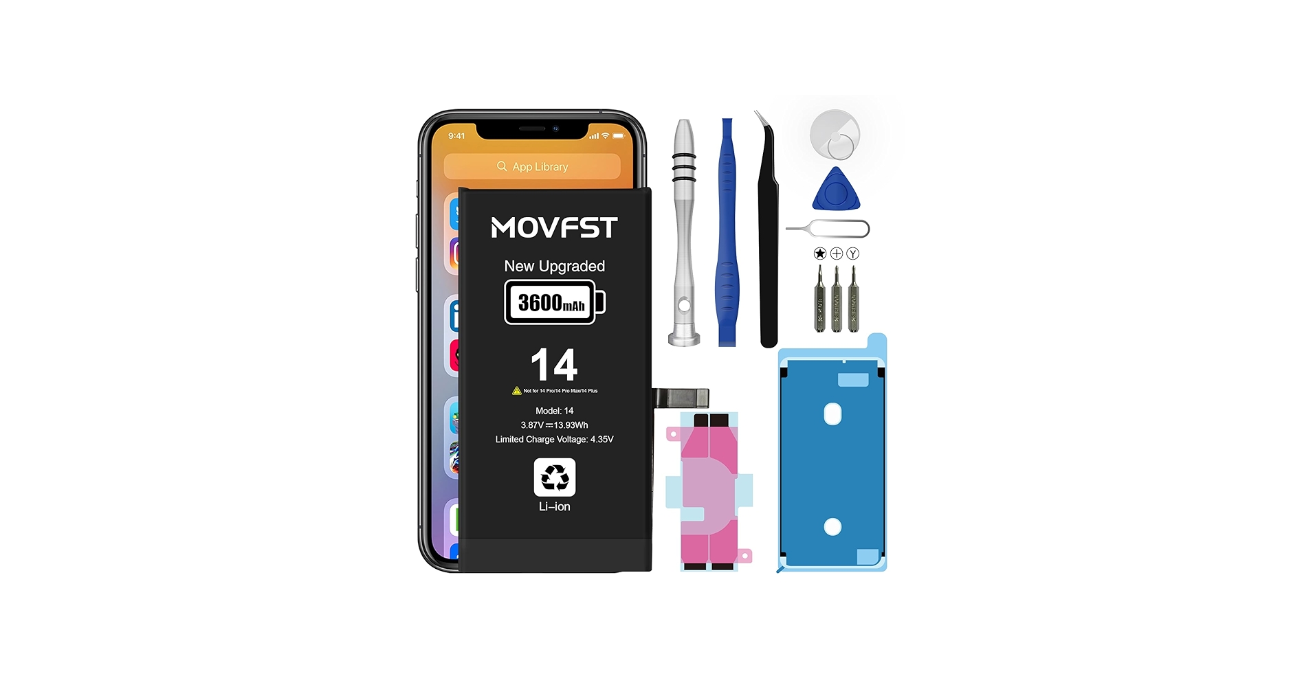 Amazon.com: MOVFST Replacement for iPhone 14 Battery,3600mAh Li