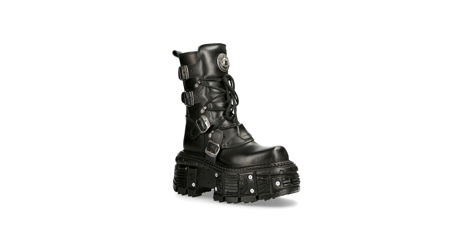 Amazon.com | New Rock BOOTS TANK373-S1 Black Leather Unisex Combat