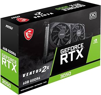 Amazon.com: MSI GeForce RTX 3050 VENTUS 2X E 6G OC Graphics Card