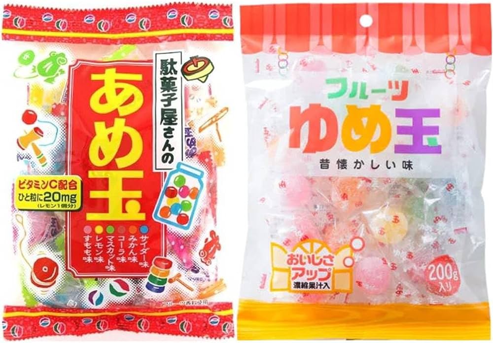 Amazon.co.jp: 懐かしい飴2袋セット ゆめ玉(ソーダ味とフルーツ味の6種