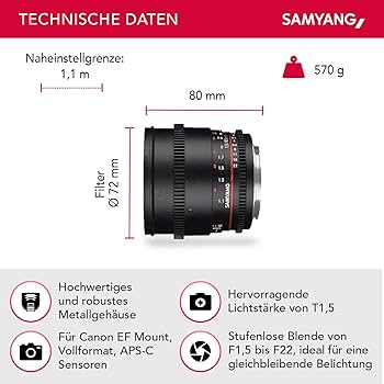 Amazon | SAMYANG 85mm T1.5 VDSLR AS IF UMC II キヤノンEF用 フル