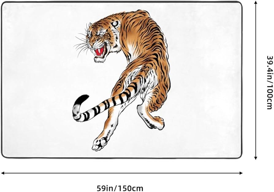 Amazon | 日本 トラ 虎 カーペット 長方形 ラグマット ラグ 絨毯 夏用