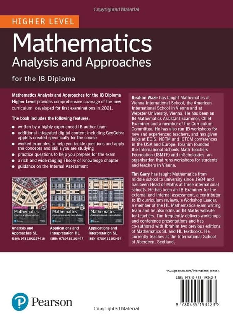 Amazon.com: Mathematics Analysis and Approaches for the IB Diploma