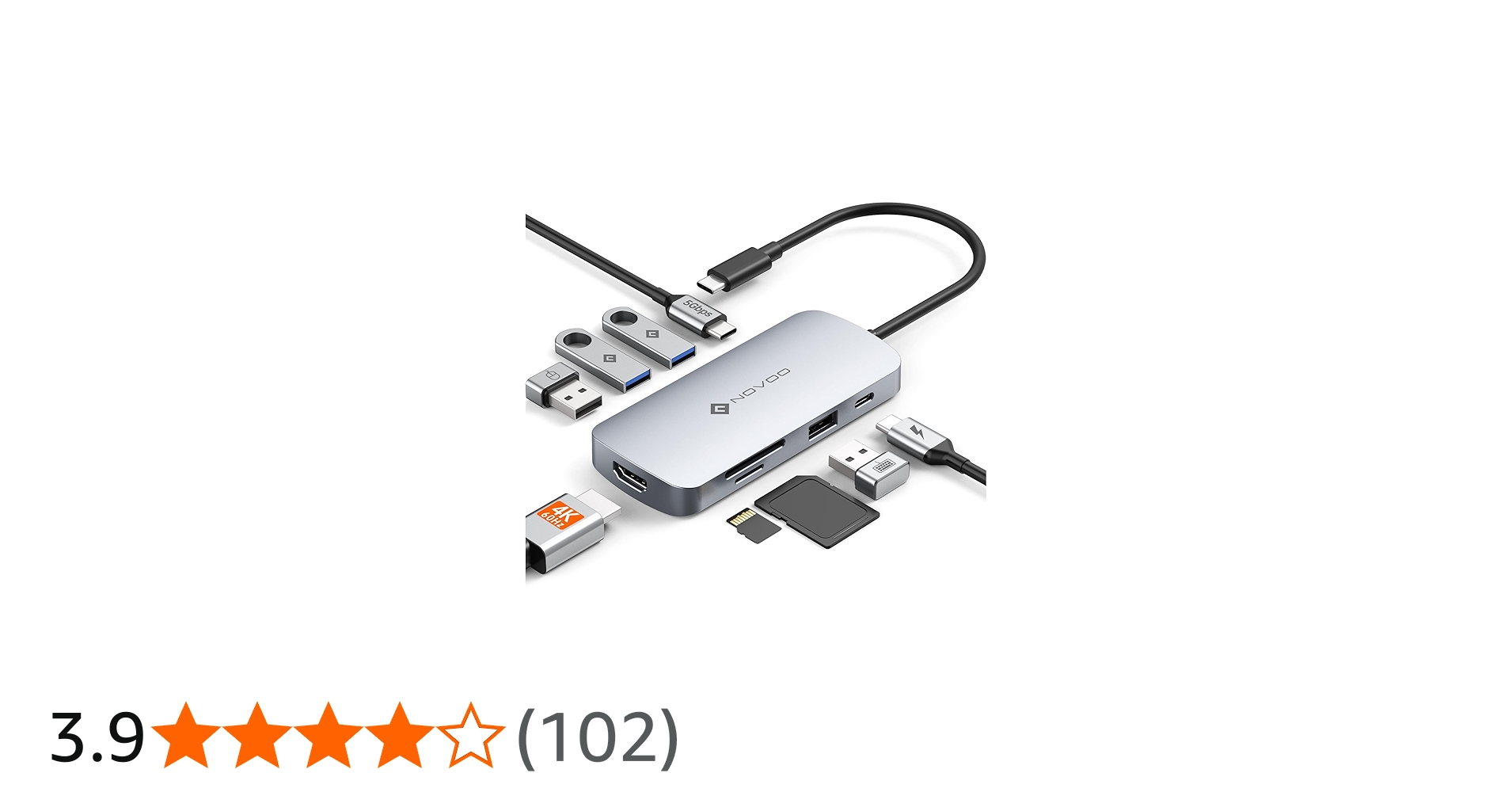 Amazon | NOVOO 9-in-1 4K@60Hz HDMI USB-C 3.0 ハブ タイプ C