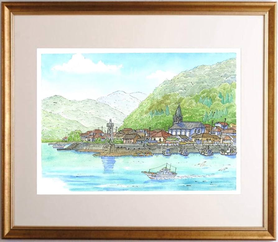 Amazon.co.jp: 熊本 風景画 絵画 天草 水彩画 世界遺産 内藤謙一