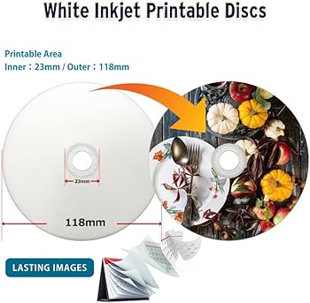 Amazon.com: PlexDisc Water Resistant Glossy White Inkjet Printable
