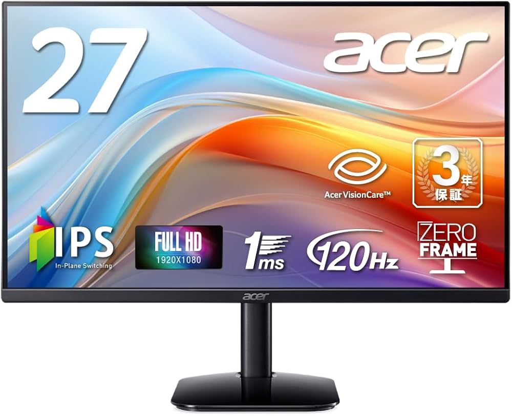 Amazon.co.jp: Acer モニター 27インチ フルHD 非光沢 IPS 120Hz 1ms