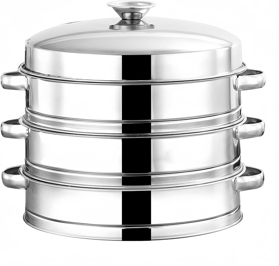 Amazon | 蒸し器 せいろ 蒸篭 蓋付き 二段/三段 ステンレス鋼 蒸し器