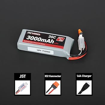 Amazon.com: RCAWD 7.4V Lipo Battery 2S 35C with JST Plug IC2