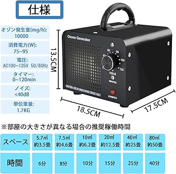 Amazon | オゾン発生器 業務用オゾン脱臭器 120分タイマー 家庭用