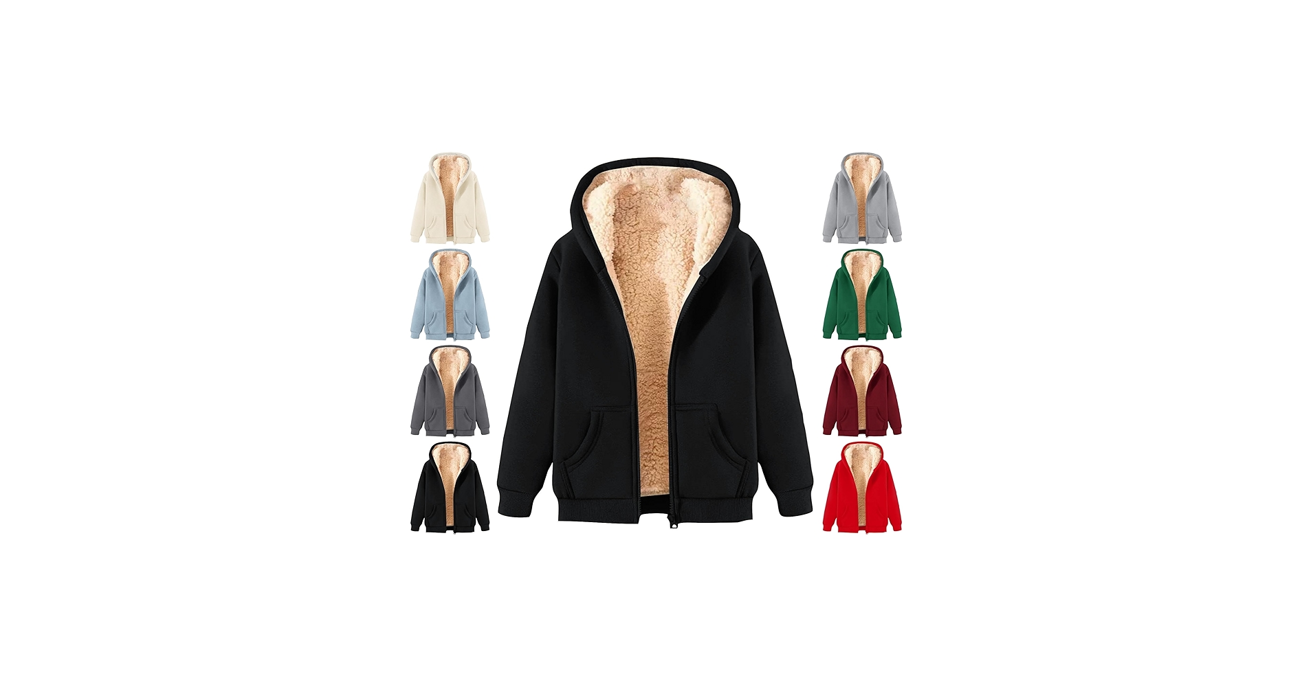 CHXLQQX Mens Fleece Lined Hoodie Full Zip Up Thick Sherpa Lined