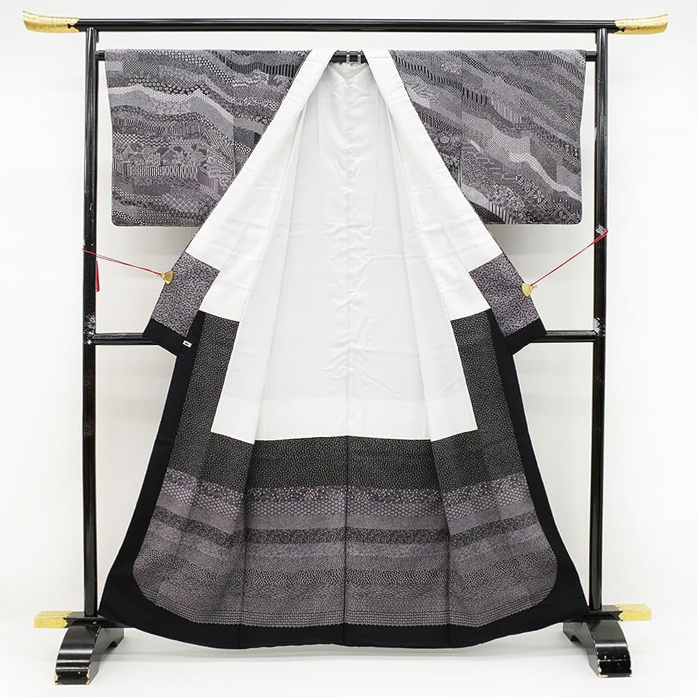 Amazon | 江戸小紋 訪問着 袷 着物 伝統工芸士 染谷梅治 作家物 黒 菊