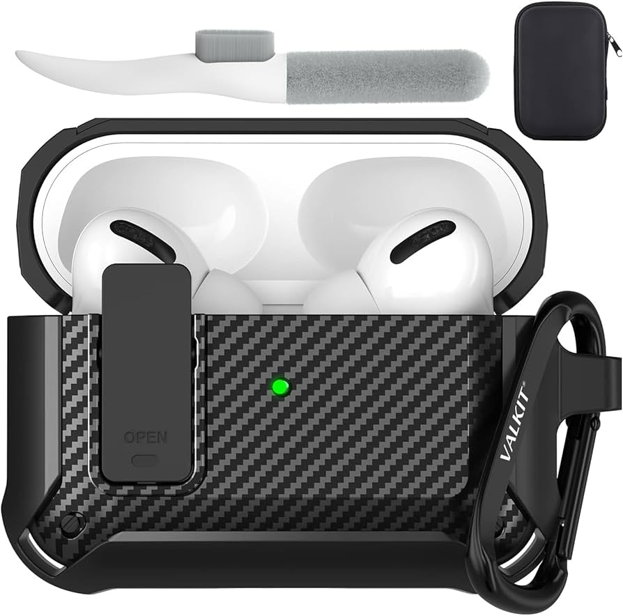 Amazon.co.jp: Valkit Airpods Proケース ロッククリップ付き カーボン