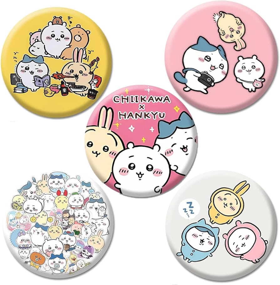 Amazon | ちいかわ 缶バッジ ちいかわ ハチワレ うさぎ 缶バッジ 1/5枚