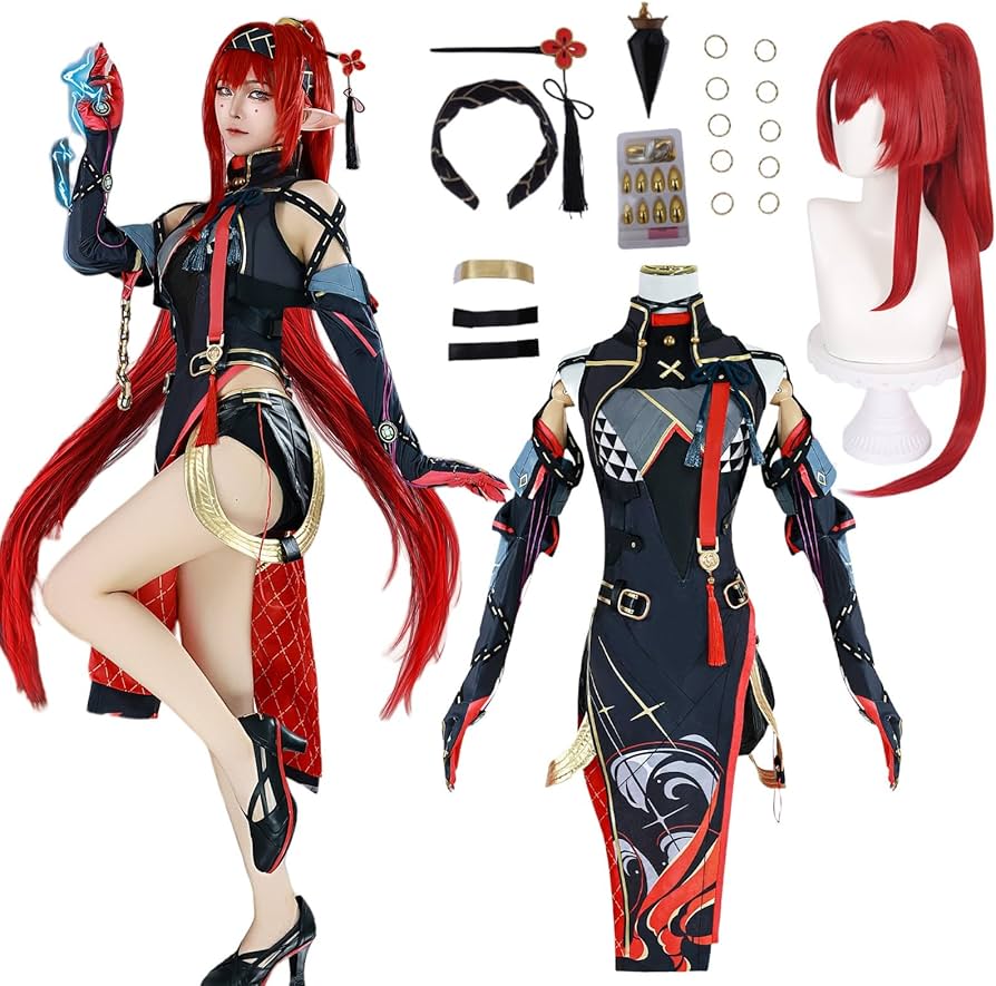 Amazon.co.jp: ウィッグ付き 鳴潮 インリン 吟霖 コスプレ衣装 フル