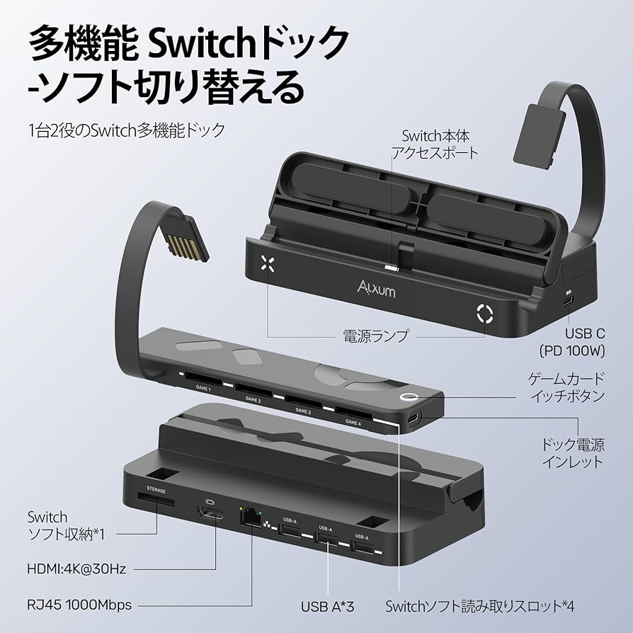 Amazon.co.jp: Alxum 2024年新登场 Switch 多機能ドック Switchソフト