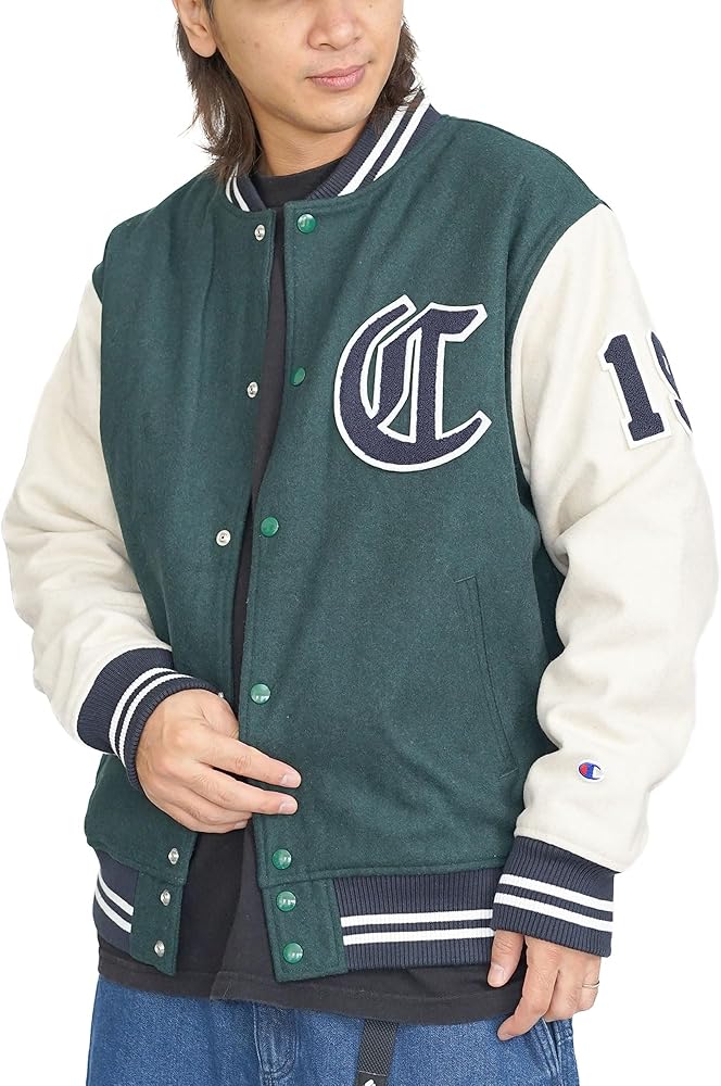 Amazon | [チャンピオン] スタジャン メンズ アウター ゆったり 裏地