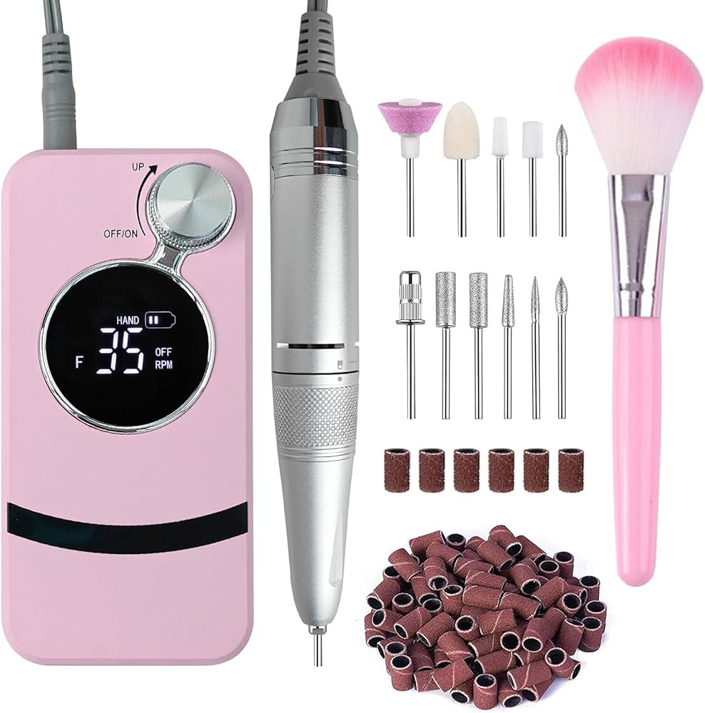 Amazon.com: Electric Professional Nail Dril 35000RPM Pink Nail