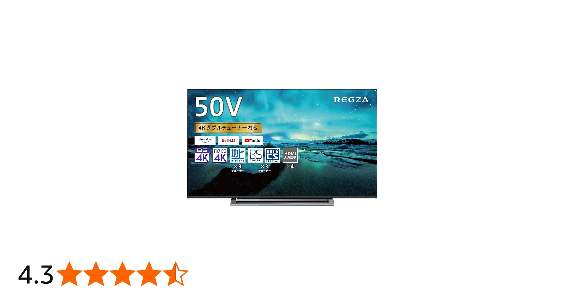 Amazon | 東芝 50V型 液晶テレビ レグザ 50M530X 4Kチューナー内蔵 外