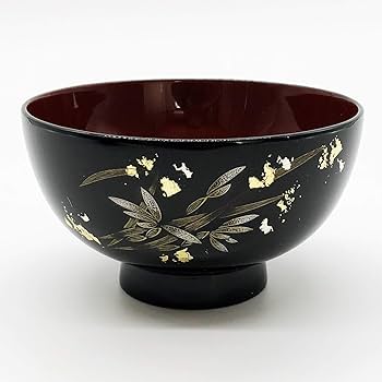 Amazon.co.jp: 大藤漆器店 輪島塗 夫婦汁椀 黒内朱・朱 蘭沈金 WA10-2