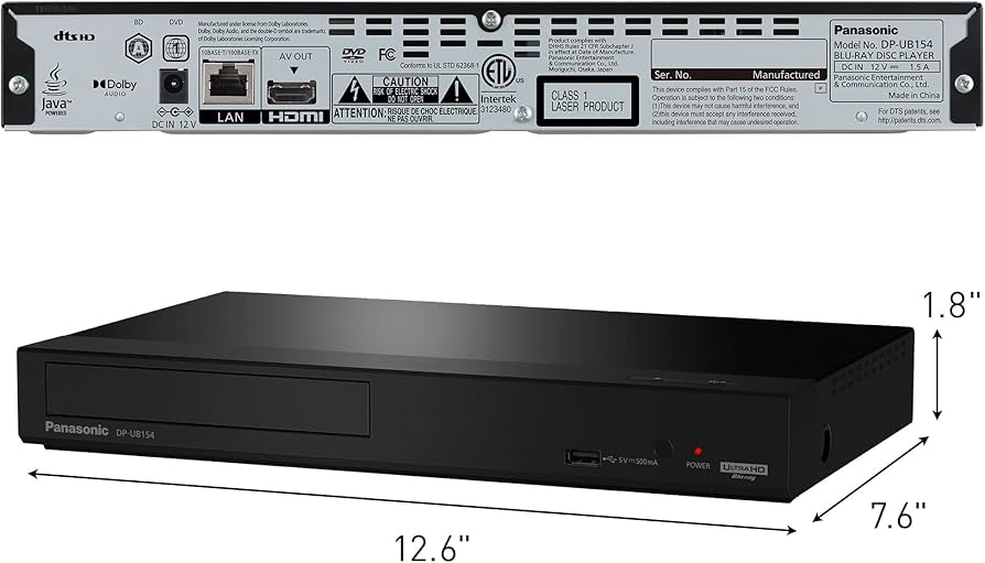 Amazon.com: Panasonic 4K Blu Ray Player, Ultra HD Premium Video