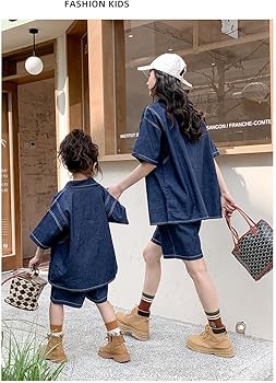 Amazon | [D.IIZOO] 親子ペアルック 夏 デニム 上下セット Tシャツ お