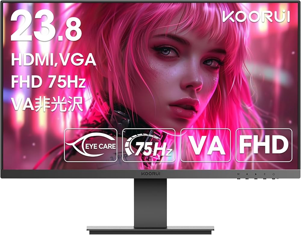 Amazon.co.jp: KOORUI モニター 23.8インチ 24N1A ディスプレイ VA非
