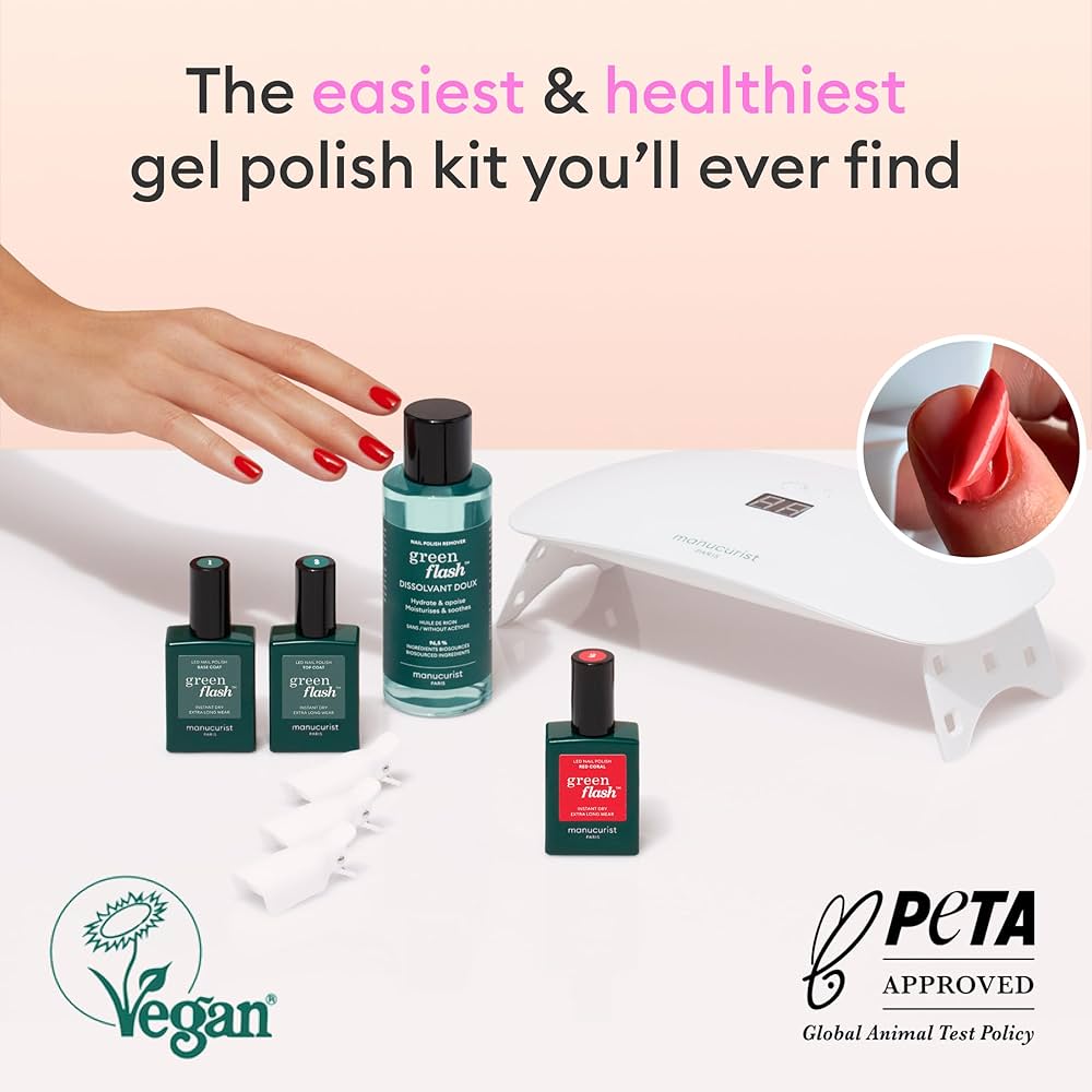 Amazon.com : MANUCURIST Green Flash Slim LED Nail Gel Kit Gift Box