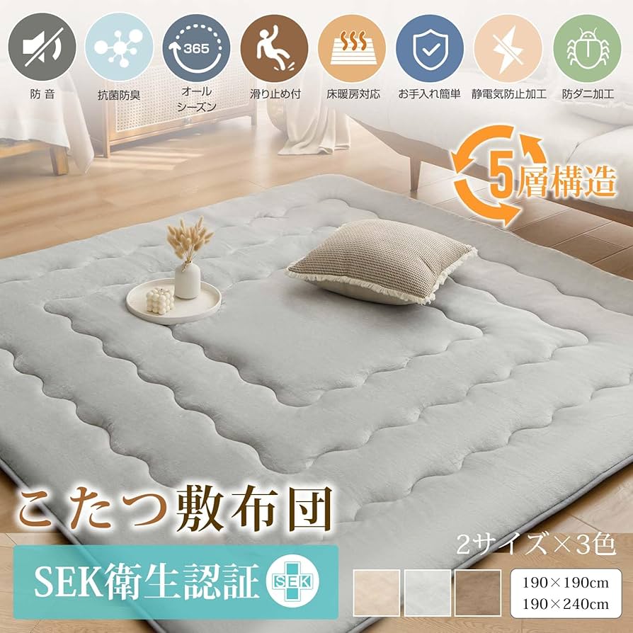 Amazon｜fuwawa こたつ敷布団 長方形 大判 冬用 こたつマット 190