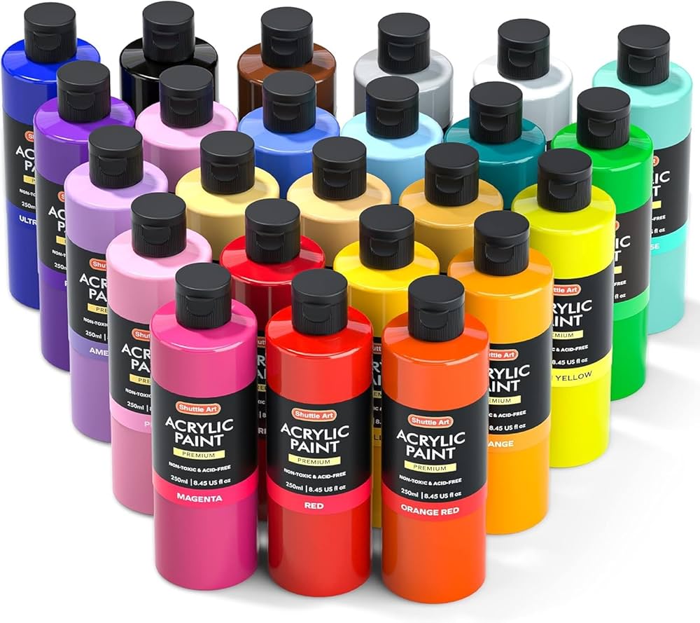 Amazon | Shuttle Art アクリル絵の具 24色 250ml 大容量 絵の具セット